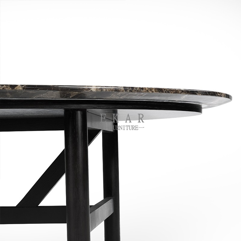 Wooden Frame Oval Modern Design Marble Top Coffee Table