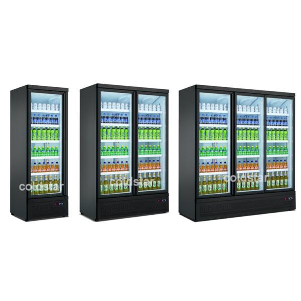 Supermarket Upright Double Door Drink Bottle Refrigerator Cooler Beverage Showcase
