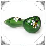 Mini Glass Hand Pipe Honeybee Pattern , 4 Inch Tobacco Recycling Hookah Tube