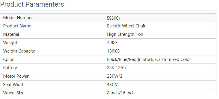 Metal Motorized Foldable Power Electric Wheelchair LightWeight