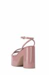 Glazed Leather Womens Wedge Heeled Shoes