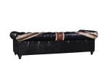 Europe Retro Black Three Seater Leather Chesterfield Couch With Union Jack