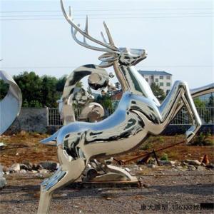 China Modern Garden Decoration Stainless Steel Deer Sculpture Metal Deer Statue factory