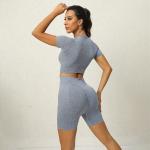 Short-sleeved yoga suit sexy high-waisted abs short-style yoga suit movement