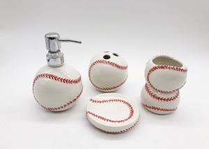 China Sanitary Ware Baseball Bathroom Accessories Sets Hand Painted For Everyday Care factory
