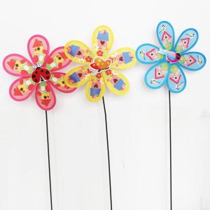 China Spring seasonal windmill Yard Stake birdcage with butterfly ladybug bird factory
