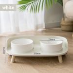 Pet Ceramic Cat Bowl Moon Half Double Bowl Cat Food Bowl Anti-Overturn