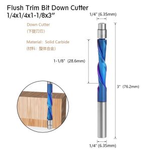 Carbide Wood Router Bit Customized Inch Up Cut Flush Trim Router Bit 65HRC