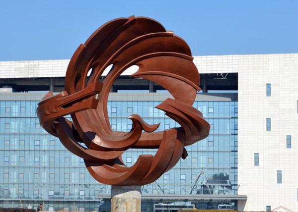 Modern Type Outdoor Abstract Stainless Steel Dragon Sculpture Landscape
