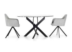 China Customizd 0.1CBM 21kgs 150kgs Black crossed leg Modern Dining Room Sets factory