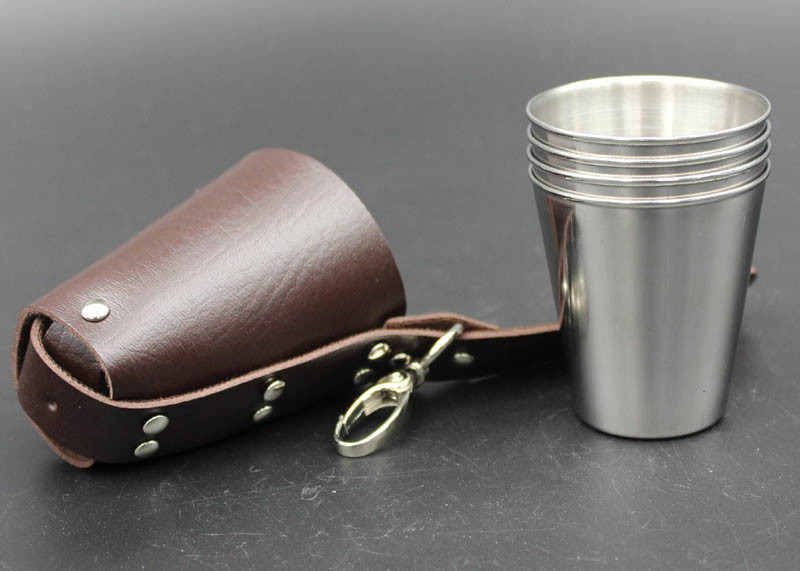 High Grade Metal Wine Cup Pu Skin Pat For Men European Style Logo Printable
