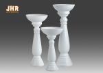 3 Piece Glossy White Fiberglass Flower Pots Floor Vases With Pedestal