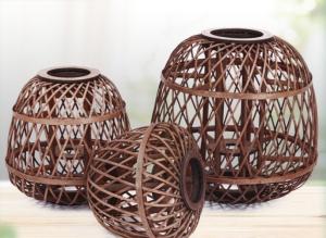 China Hot Sale Led Lantern Indoor And Outdoor Decoration Natural Handmade Rattan Weave Candle Holder factory