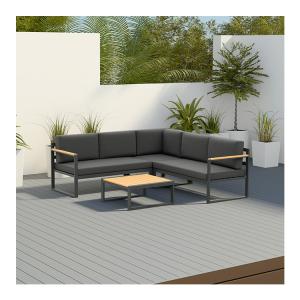 China Outdoor Metal Furniture Set for Garden Corner Sofa Lounge Modern Design Wood factory