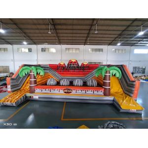 Danger Volcano Challenge Outdoor Inflatable Games With Palm Trees