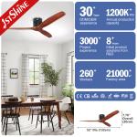 1stshine Modern Nordic 3 Wooden Blades Flush Ceiling Fan Timer Included for