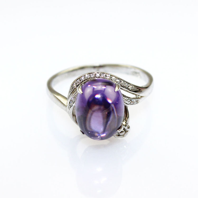 Women Jewelry 925 Silver Ring with 8mmx10mm Oval Blue Topaz Cubic Zircon(F13)