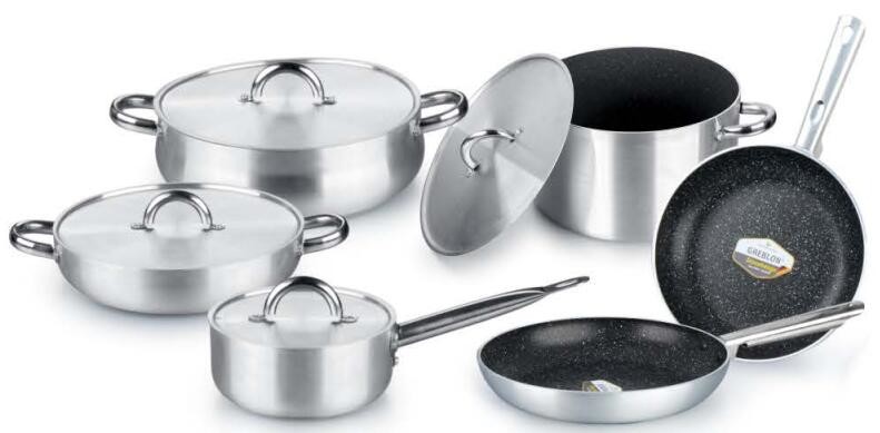 Forged aluminum non stick cookware set with flavour stone coating