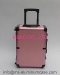 Pink Aluminum Makeup Case With Light , Fireproof Luggage Makeup Case