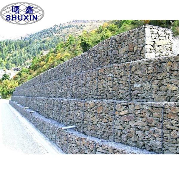 Double 3.9mm Twisted Wire Gabion Baskets Galvanized Stone Filled Cages