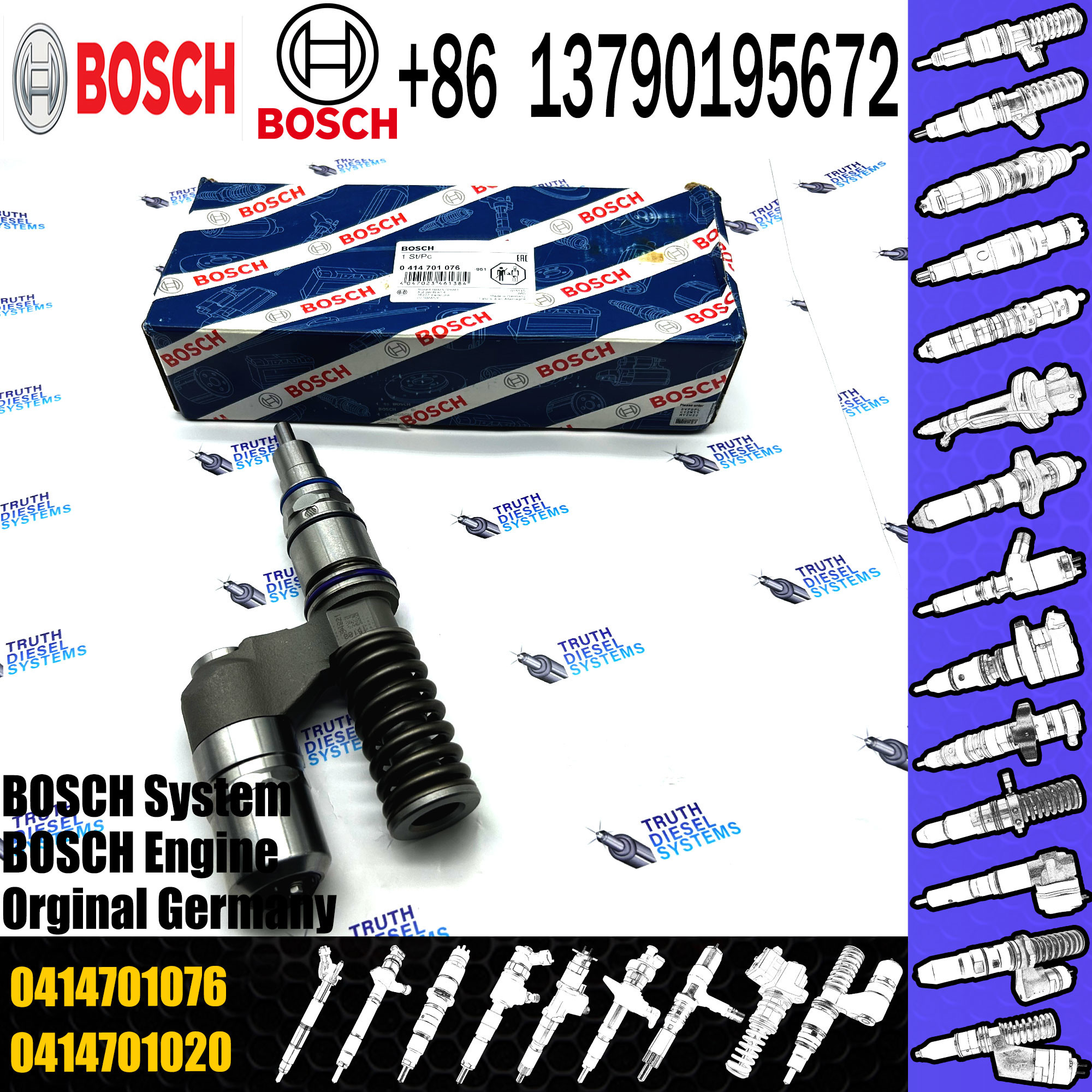 Diesel Fuel Injector 0414701067 0414701066 0414701076 For Bo-Sch 1943972 Scania DC11 Engine
