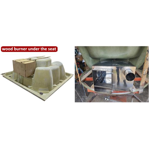 8-person all-seater square hot tub mould for wood-fired hot tub, hot tub with wood burner, hot tub with a stove bathtub