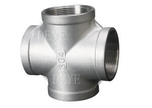 China NPT BSPT 150PSI Screwed Stainless Steel Threaded Fittings Cross Tee factory