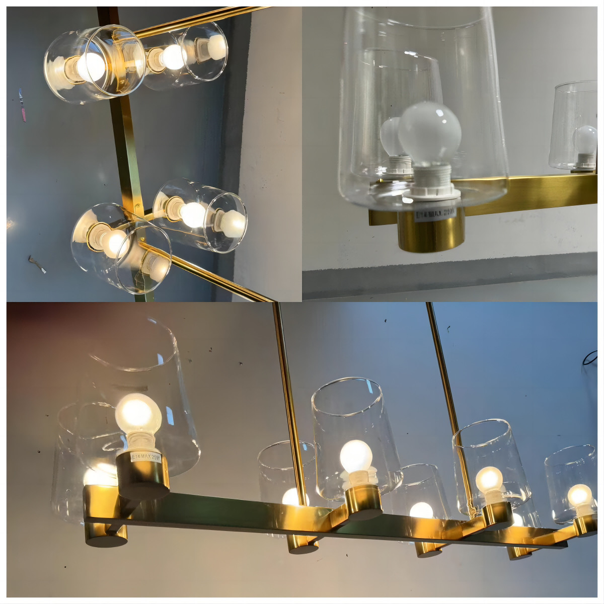 Euro Style 42in Gold Kitchen Island Chandelier Modern Clear Glass Shade