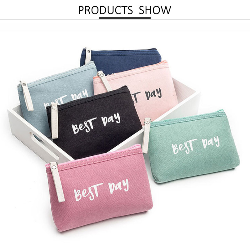 High Quality Pure Color Recycled Portable Travel Zipper Cosmetic Bag