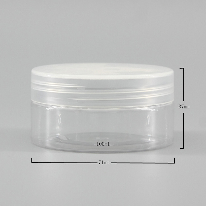 PET Cylinder 100ml Empty Transparent Cosmetic Jars