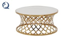 China Modern Style Dia 90cm SS Coffee Table Round Shape Golden frame factory