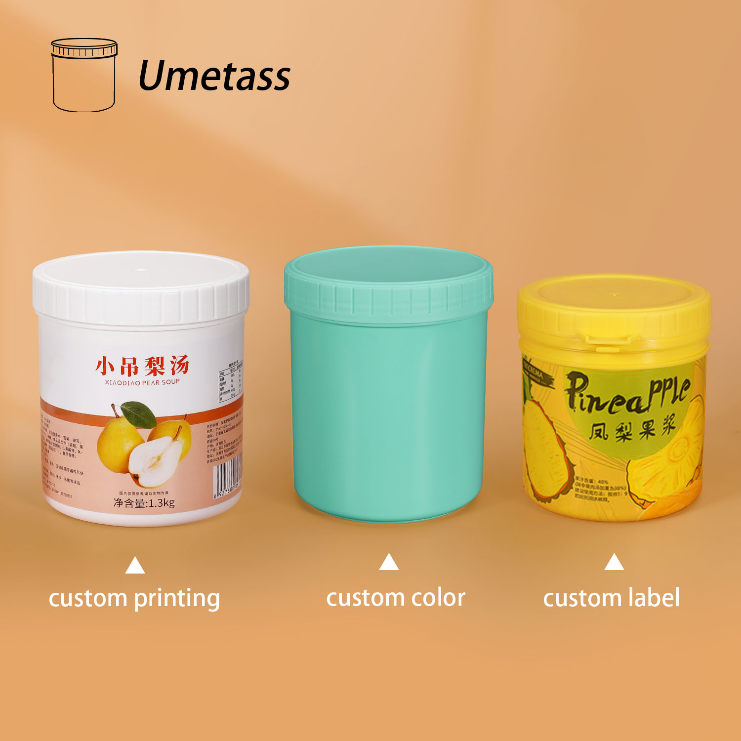 300ml 500ml 1000ml Food Grade Plastic Jam Honey Jar for Packaging Peanut Storage Containers