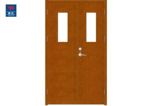 China Emergency Exit Glass Fire Rated Double Leaf Wooden Door factory