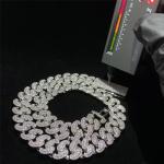 Hip Hop Moissanite Cuban Link Chain Miami Mens Sterling Silver Jewelry Necklace