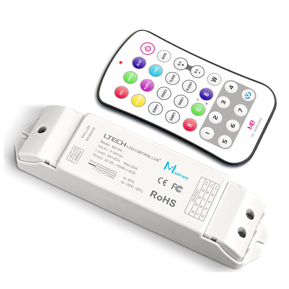 12V-24V Led Rgb Strip Rf Controller DC12-24V 5A/4CH 2.4GHz Wireless Remote