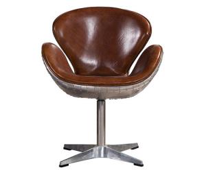 China Brown,Black Vintage Retro Swan Retro Leather Swivel Chair With Aluminum Back Covered factory