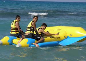 China Yellow 0.9mm PVC Inflatable Fly Fish Inflatable Toy Boat For Water Game factory