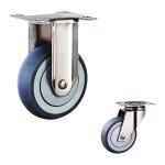 4" Rustic Resistant Gray TPR Direction Plate Rigid 304SS Stainless Steel Casters