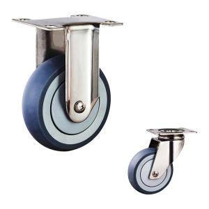 China 4&quot; Rustic Resistant Gray TPR Direction Plate Rigid 304SS Stainless Steel Casters For Hand Trolleys factory