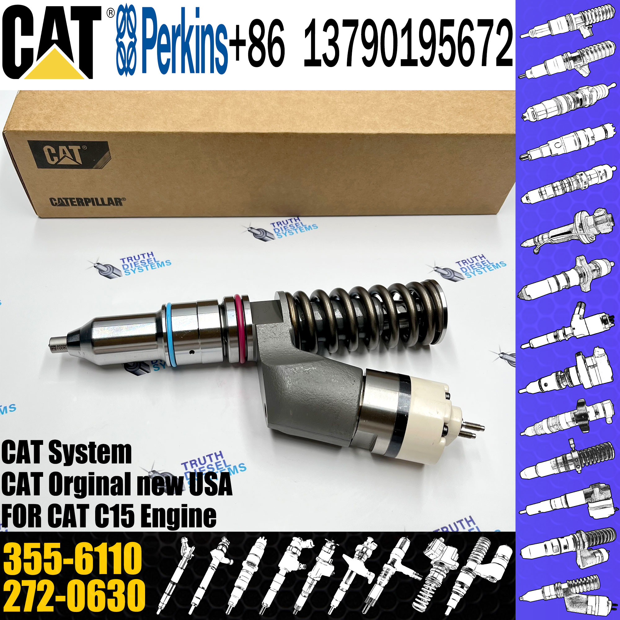 Fuel Injector For C15 C18 Engine Excavator 365C 374D Injectors 10R-3263 355-6110 272-0630 249-0709 234-1400 253-0614
