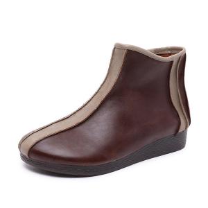 China S193 Manufacturer Mori female fresh and simple short tube leather handmade women's boots flat soft original fashion autu factory