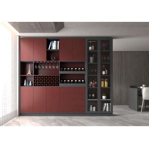 Modern Style Living Room Storage Wine Cabinet with Glass Door Drawer Wine
