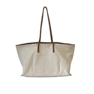 China Cotton Cosmetic Shoulder Zip Beach 50cm Handle Canvas Bag factory