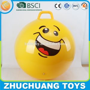 China smile face jumping ball with handle for adults factory