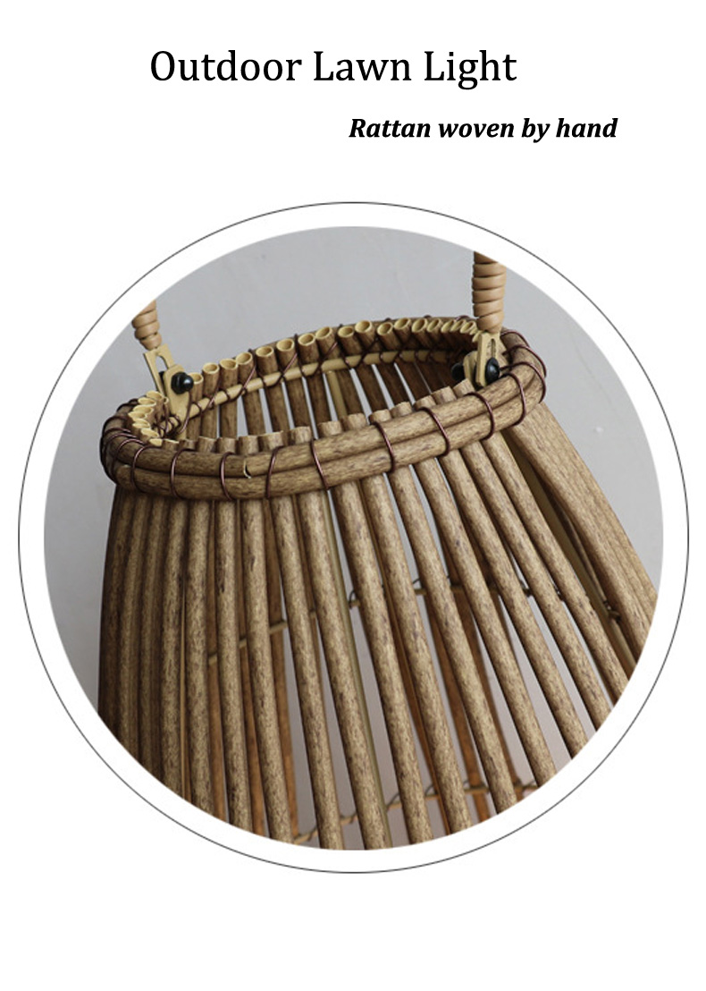 Landscape Outdoor Lanterns Rattan Woven Lamp Rechargeable Pendant