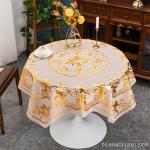 Oil-Proof PVC Round Plaid Tablecloth for 10-Person White Round Table Classic