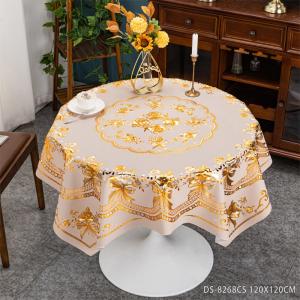 China Oil-Proof PVC Round Plaid Tablecloth for 10-Person White Round Table Classic Style factory