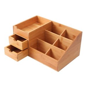 China Bamboo 2 Drawers Make Up Organizer Storage Natural Color on sale