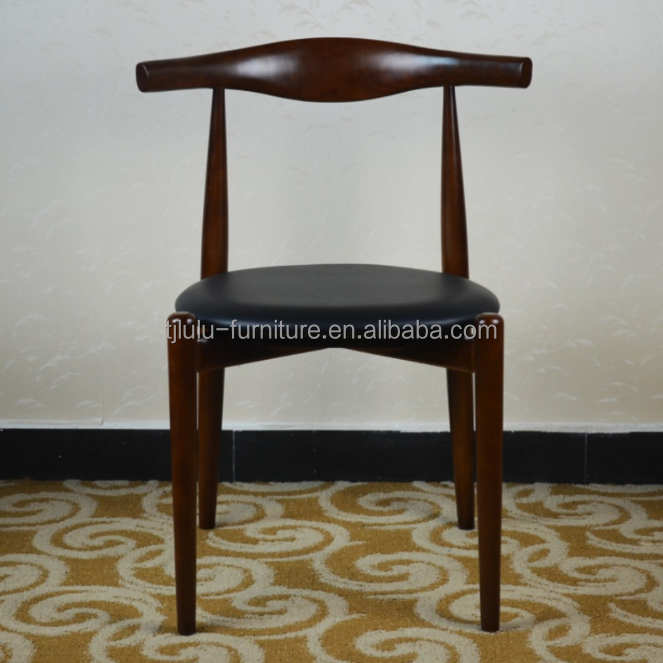 Wooden Leg Luxury Japanese Style Dining Chair with Modern PU Leather Upholstered Seat and Classic Wood