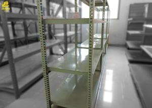 China Iron Light Duty Metal Shelving With Boltless Assembly 4 Levels Steel Layer Gray White factory